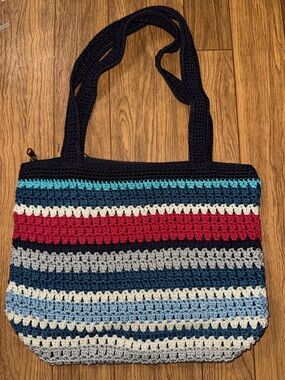 THE SAK Amberly Crochet Blue HOBO HANDBAG Red White Blue